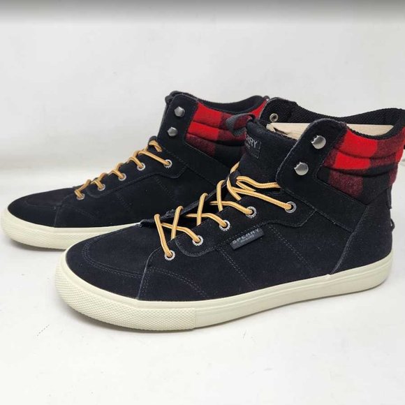 Men\'s 13 Sperry Striper Storm Hiker Buff suede black & red buffalo checker boots main image 7